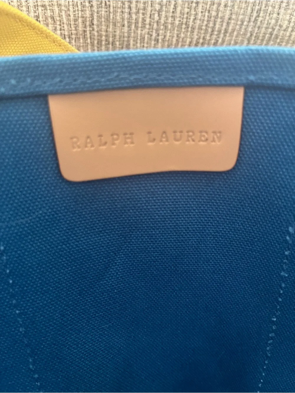 Polo by Ralph Lauren Teal Canvas Tote with Yellow Trim